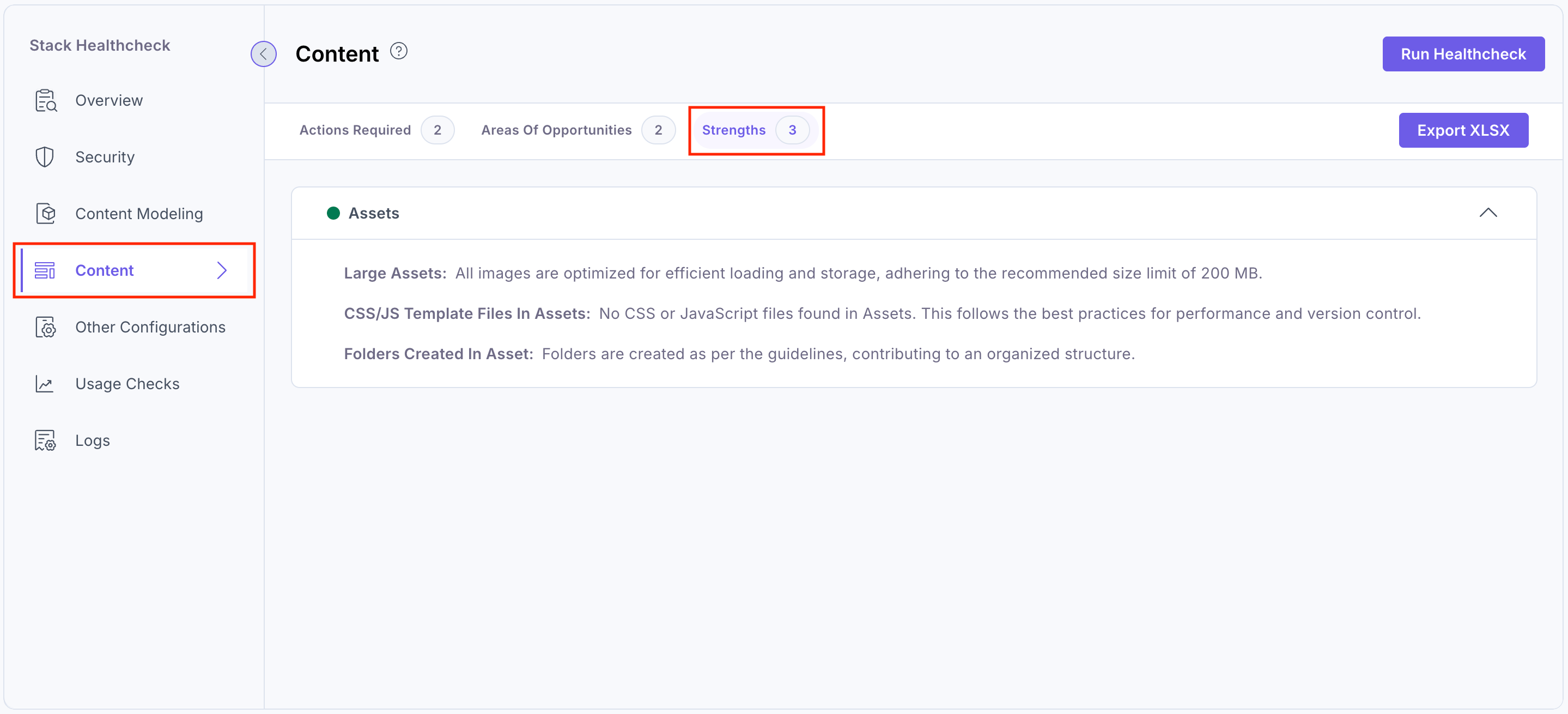 Healthcheck-Content-Strengths
