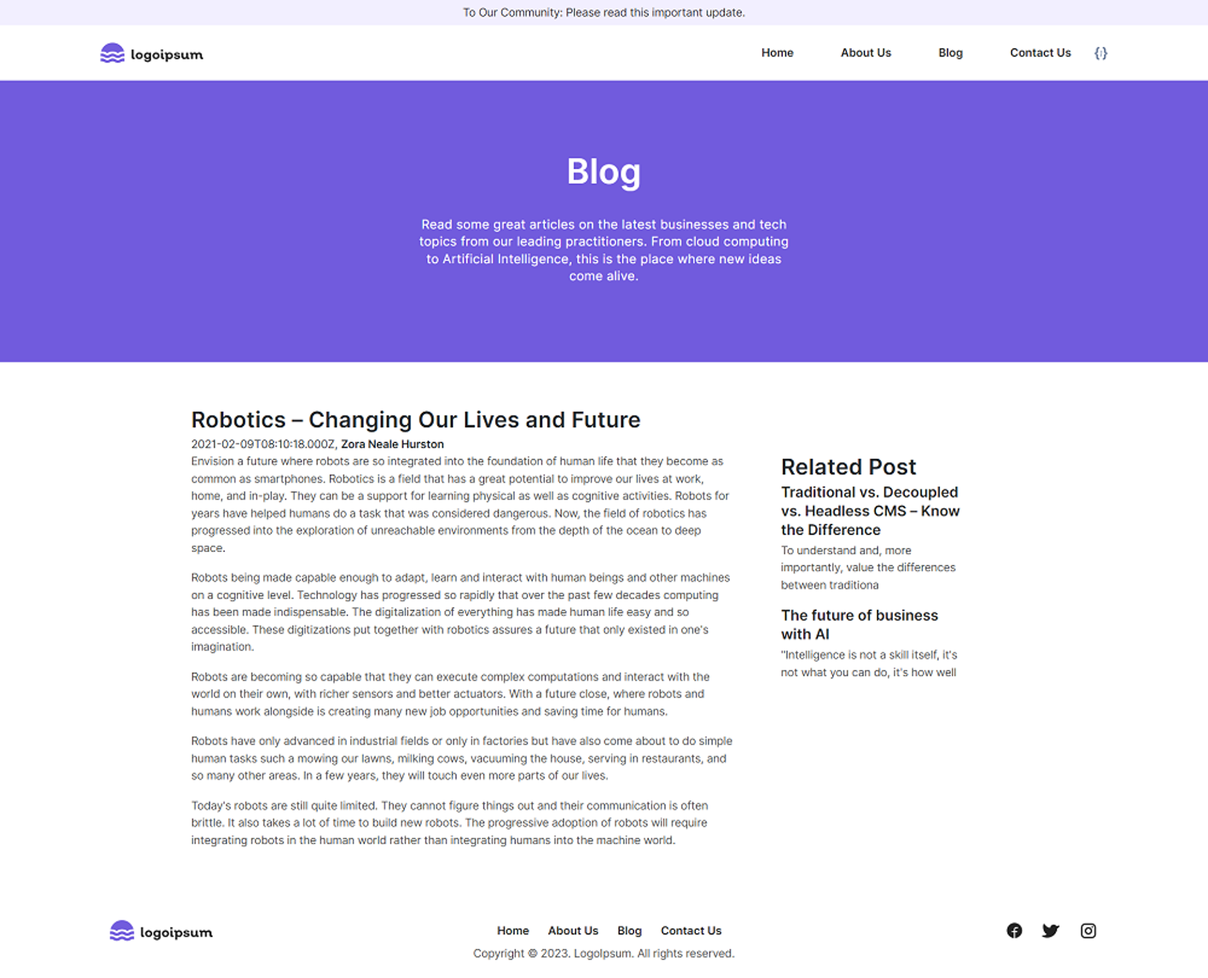 Blog-Landing-Page-Content-Model