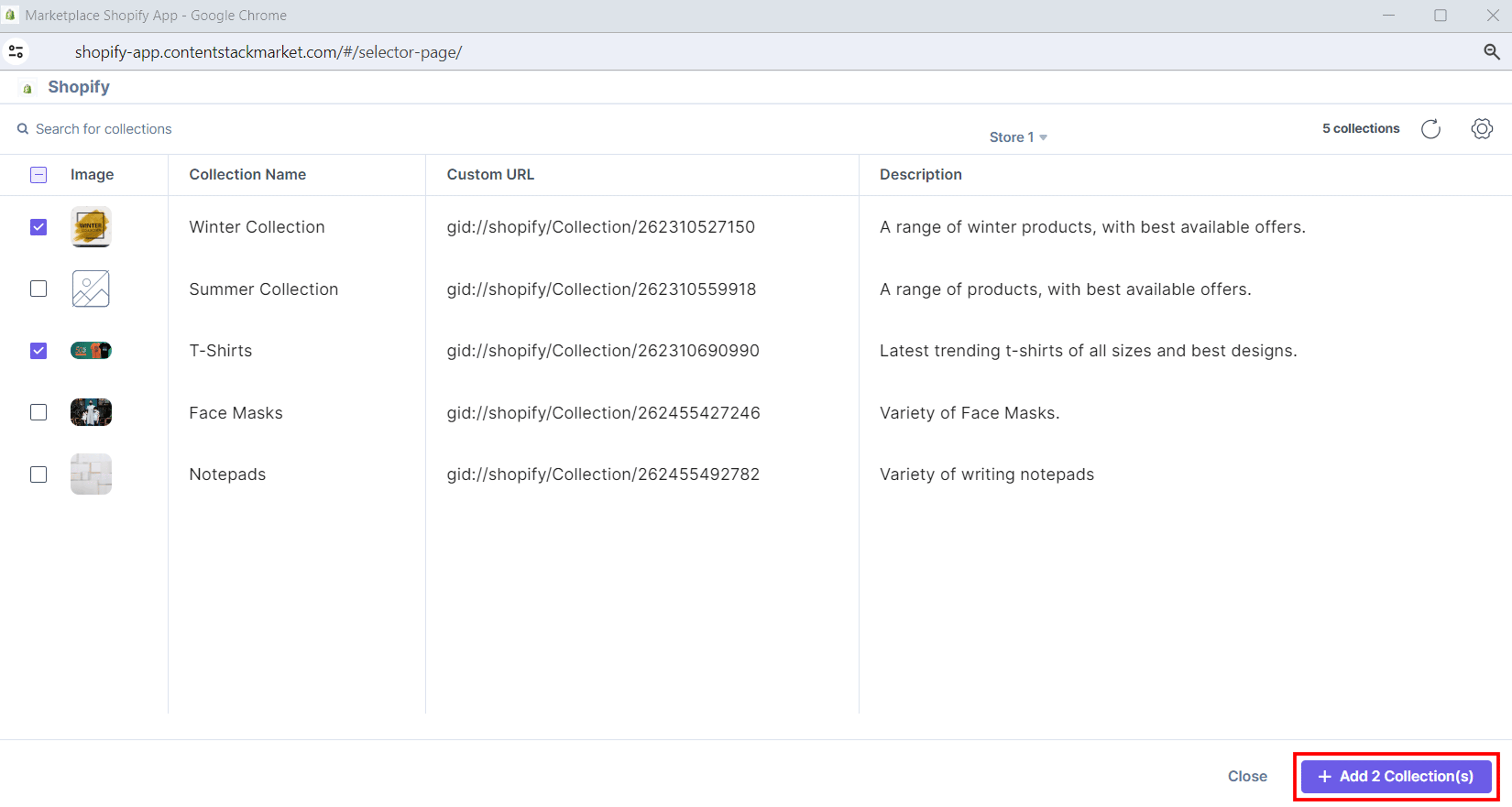 Shopify-Collection-Selector-Page