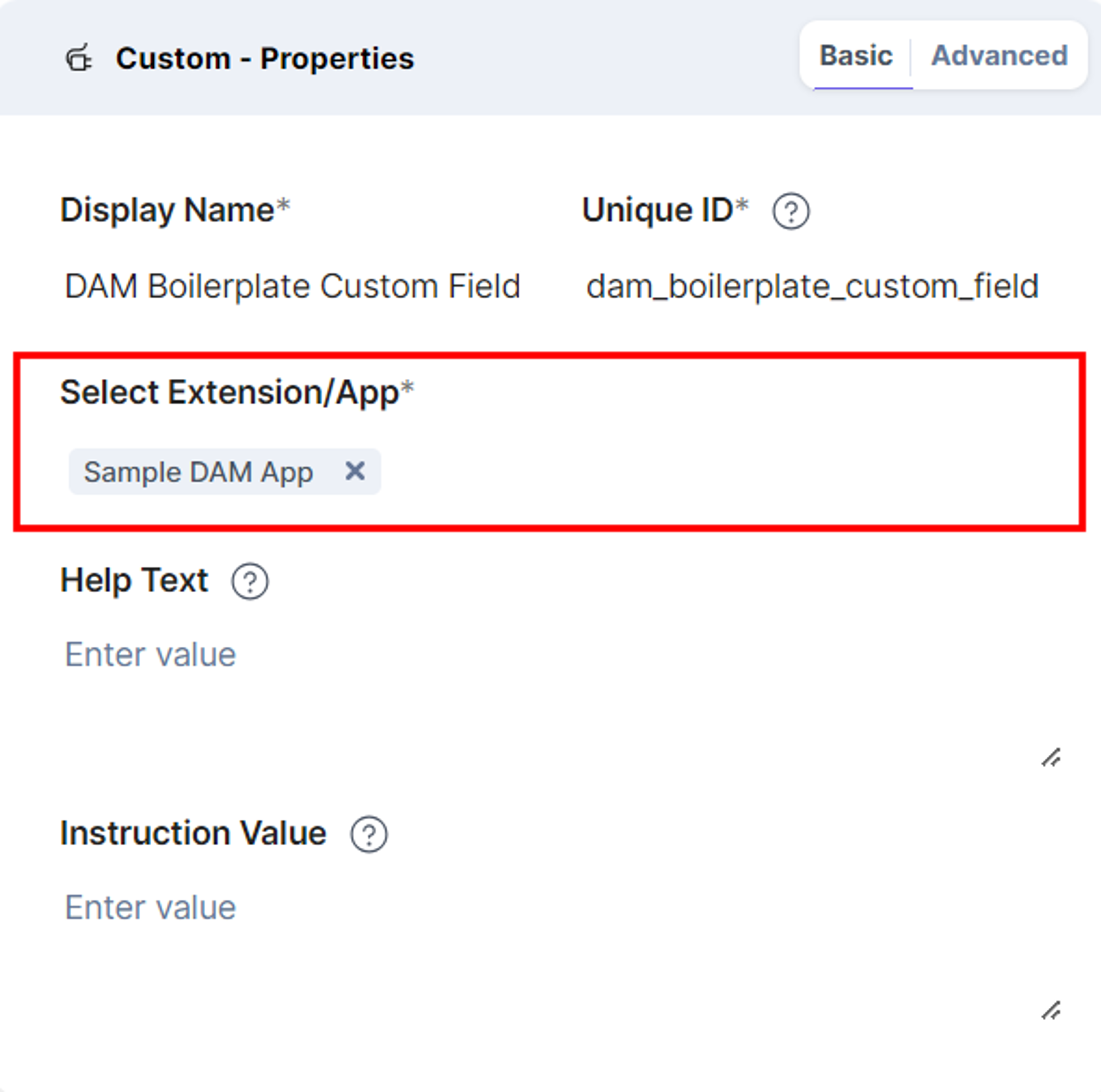 DAM-Biolerplate-Added-App-In-Custom-Field