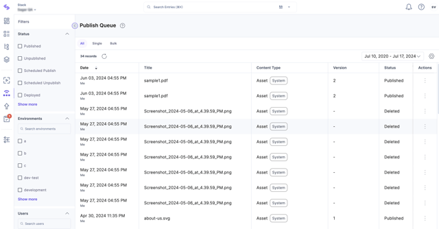 View Publish Status of Entries/Assets in Publish Queue | Contentstack