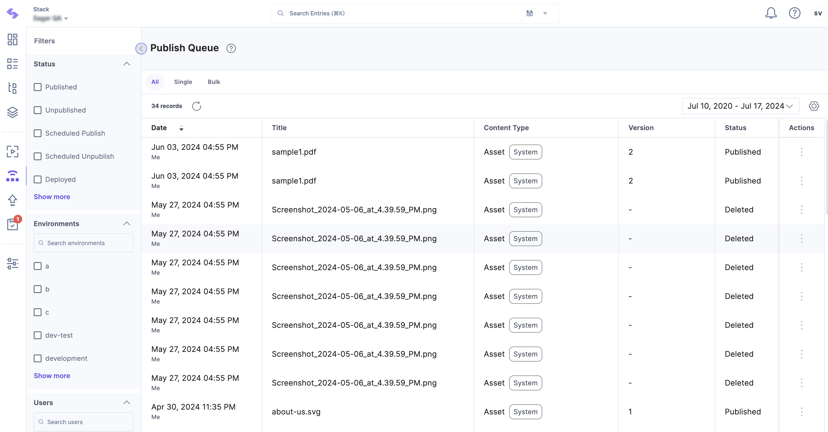 View Publish Status of Entries/Assets in Publish Queue | Contentstack