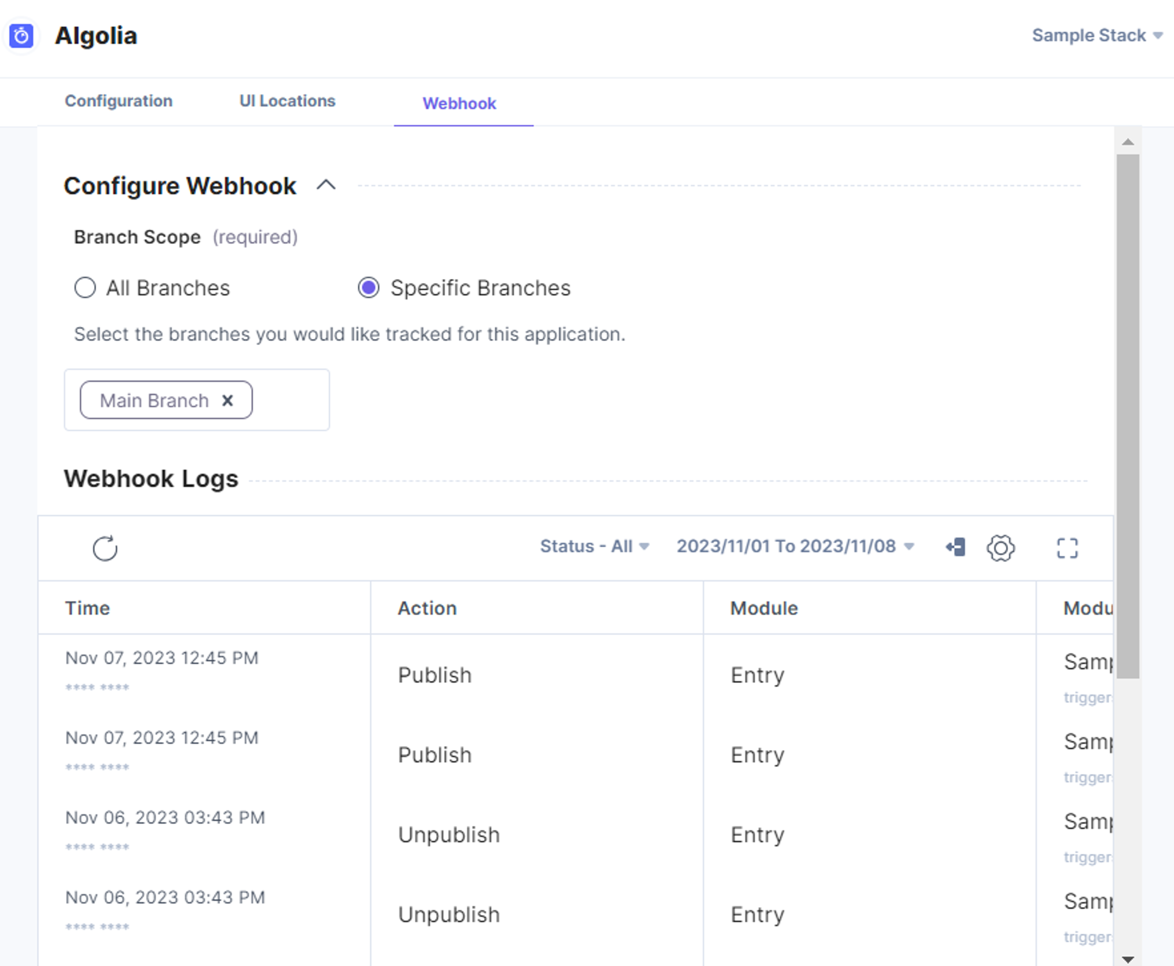 Webhooks-Branch-Support