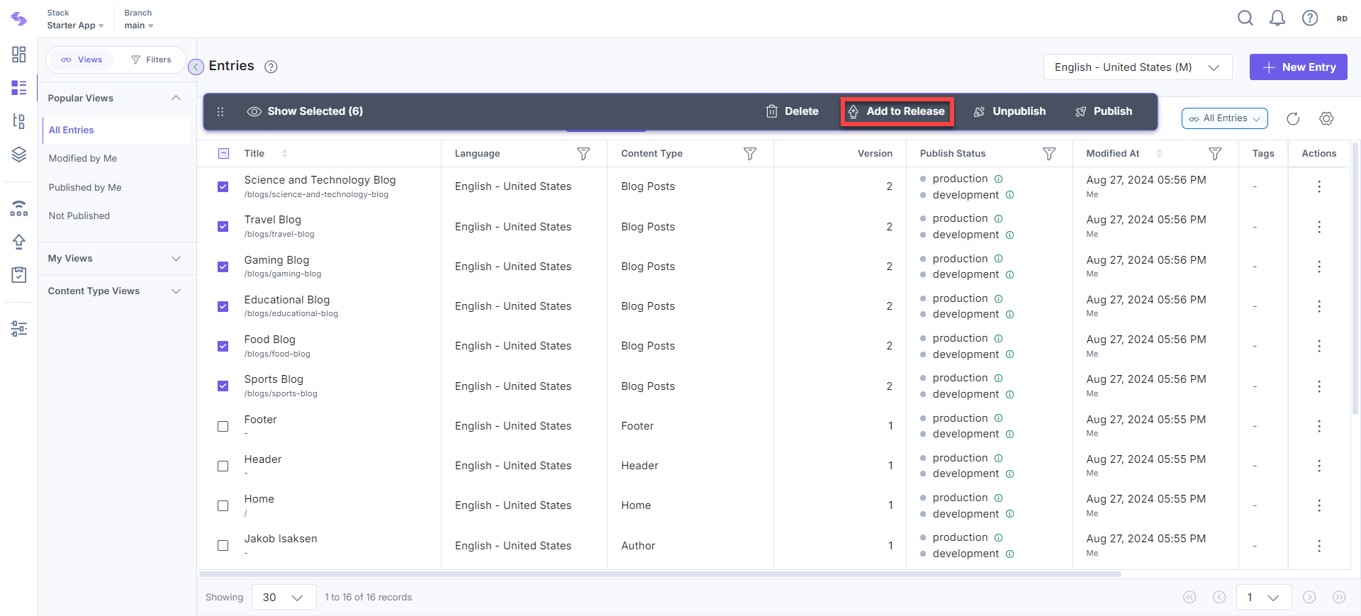 Bulk Add to Release | Contentstack