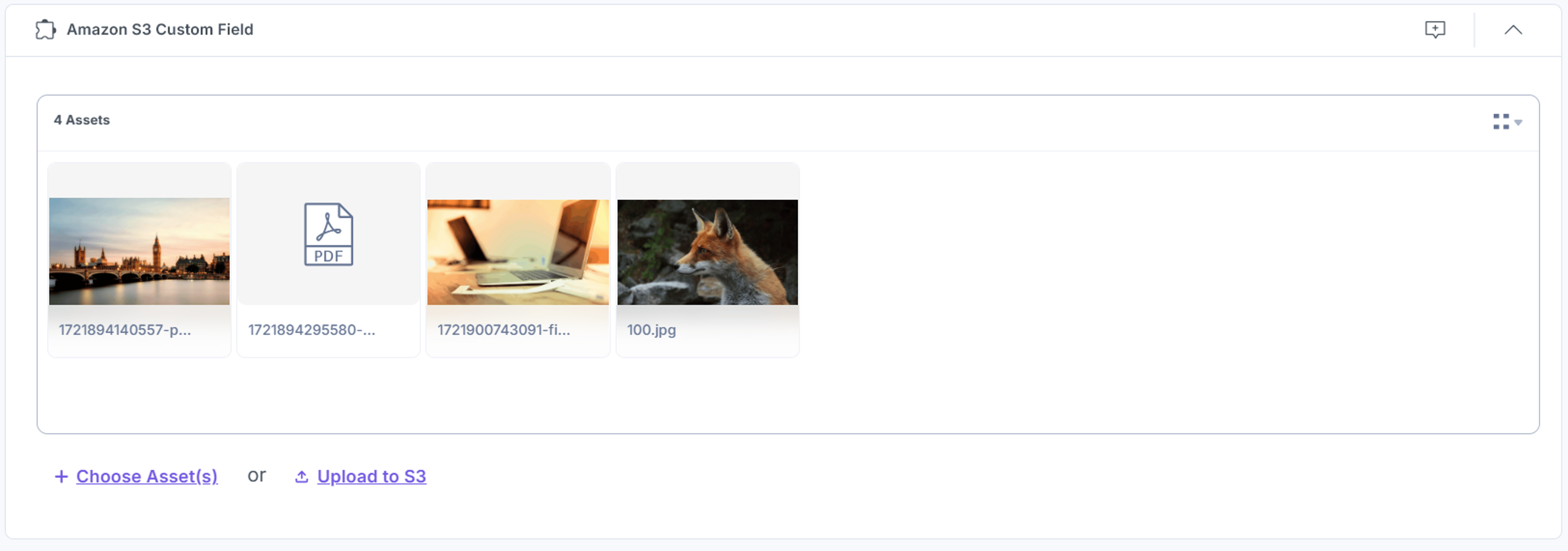 Amazon-S3-Custom-Field-Assests-In-Thumbnail-View