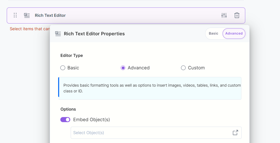 Rich Text Editor (RTE) Field | Customized Rich Text Editor
