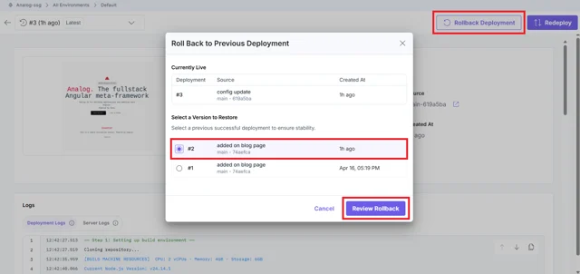 Instant Rollbacks on Launch | Contentstack
