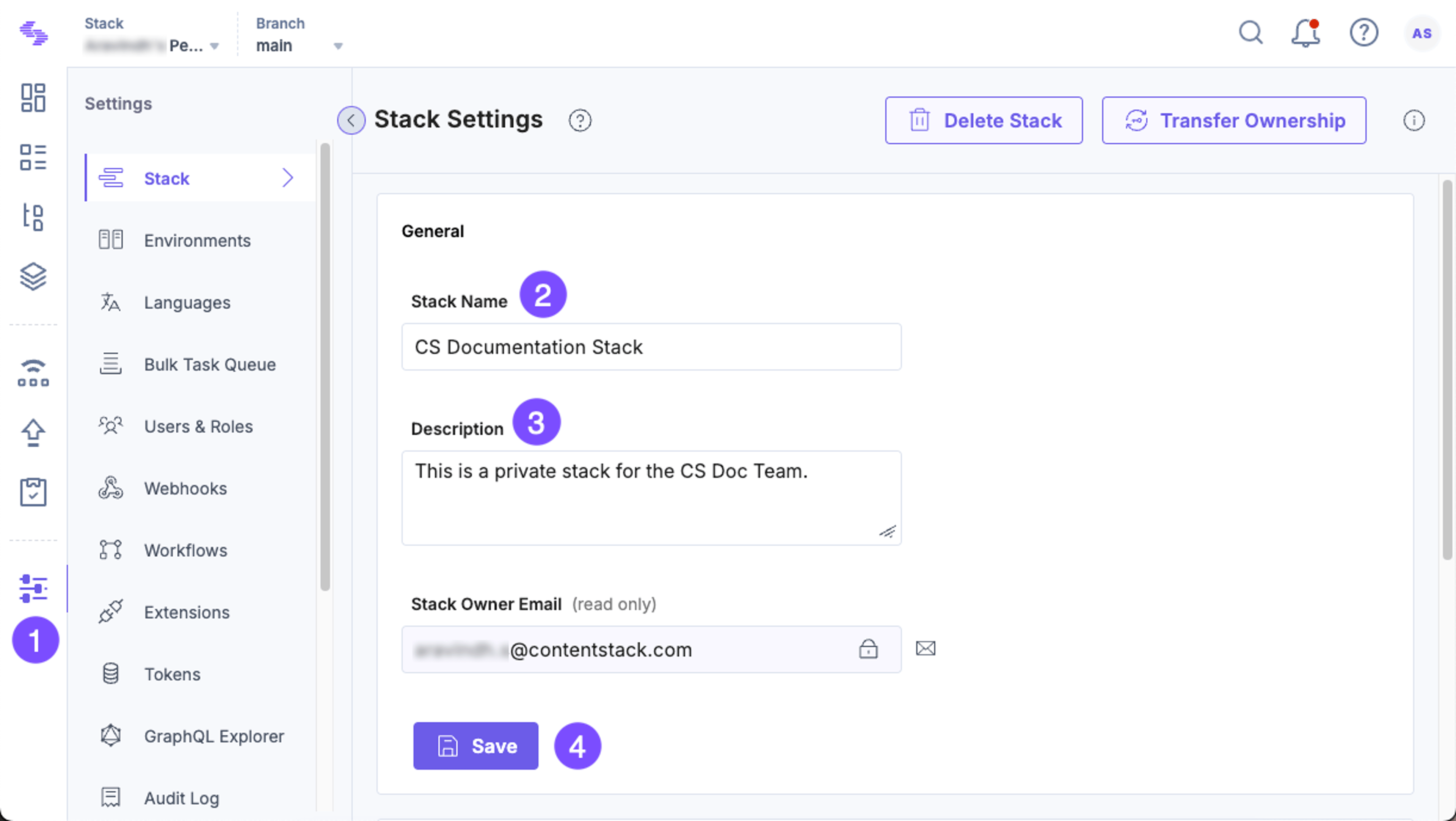 Edit Stack Settings in Contentstack