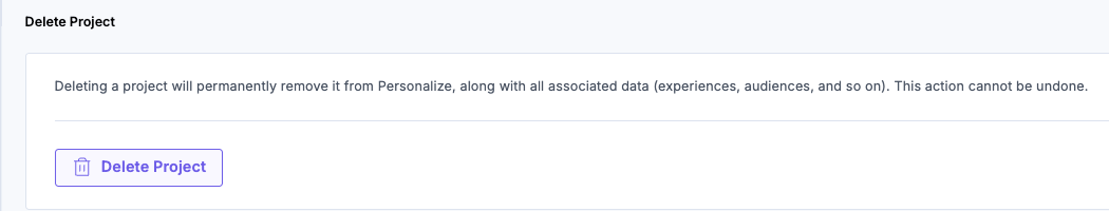 Delete Project section