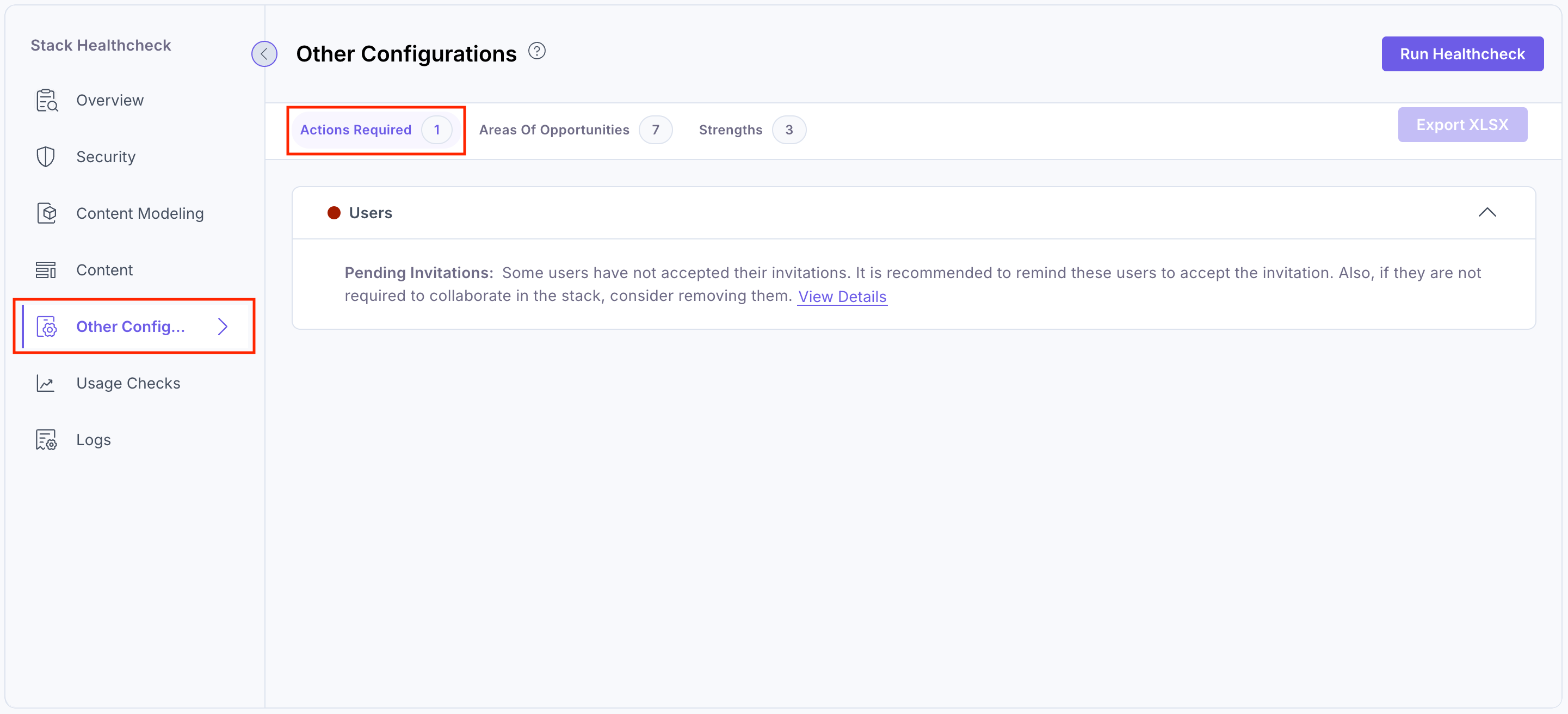 Healthcheck-Other-Configurations-Actions-Required