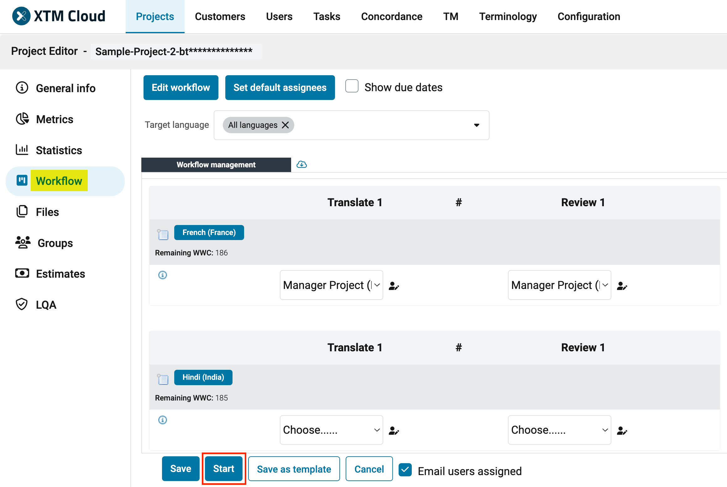 XTM-Human-Translate-Assign-User-Save-And-Start