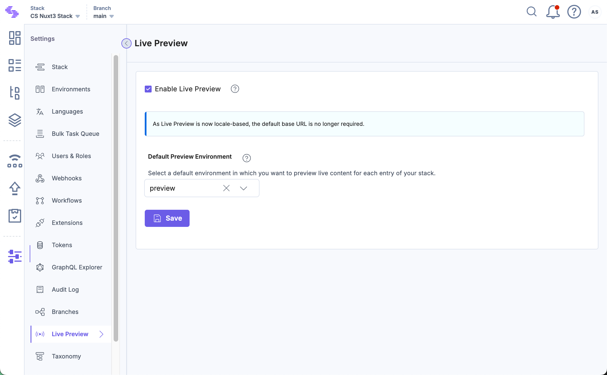Default Preview Environment