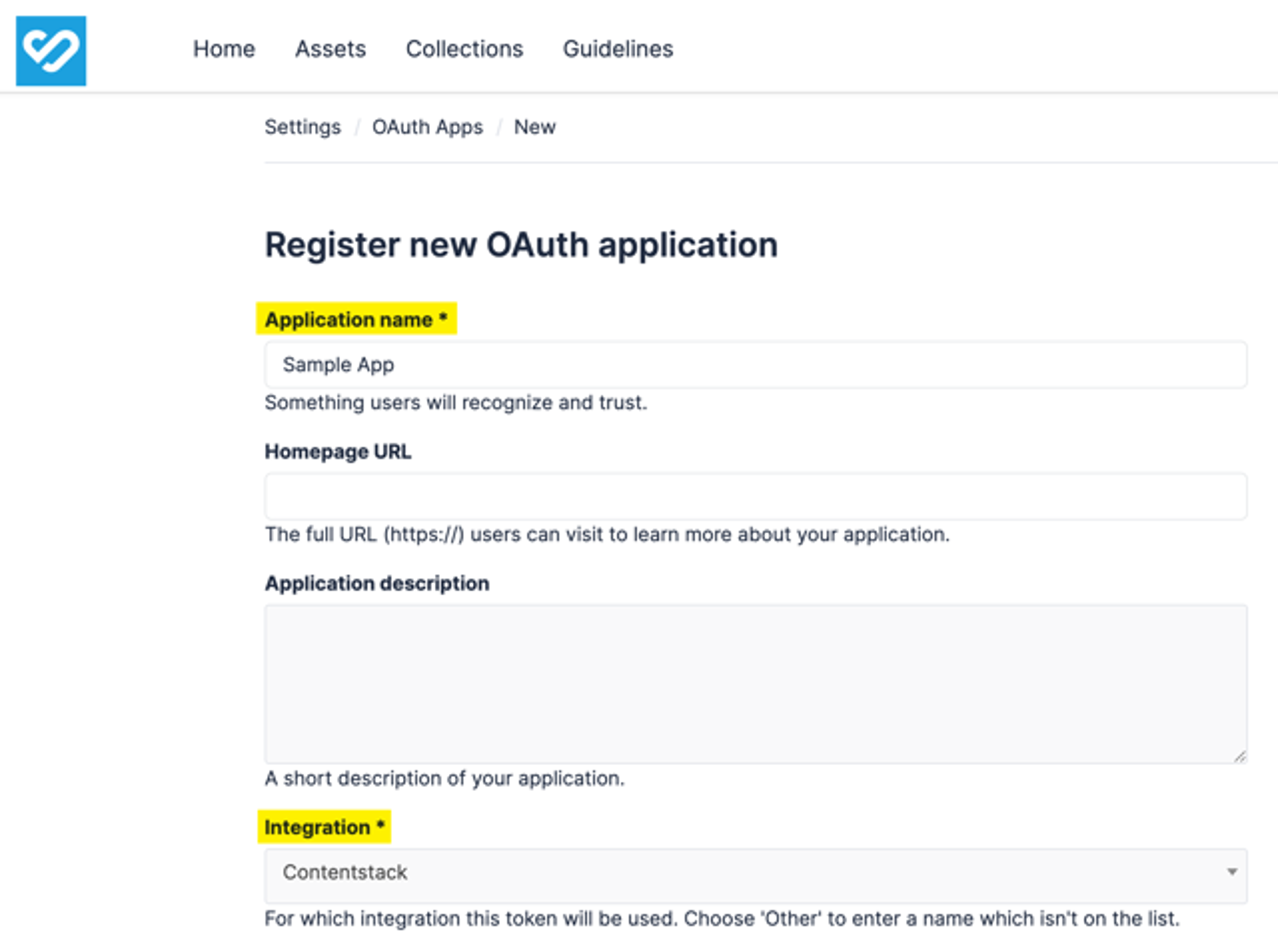 Bynder-Get-Credentials-App-Application-Name-And-Integration