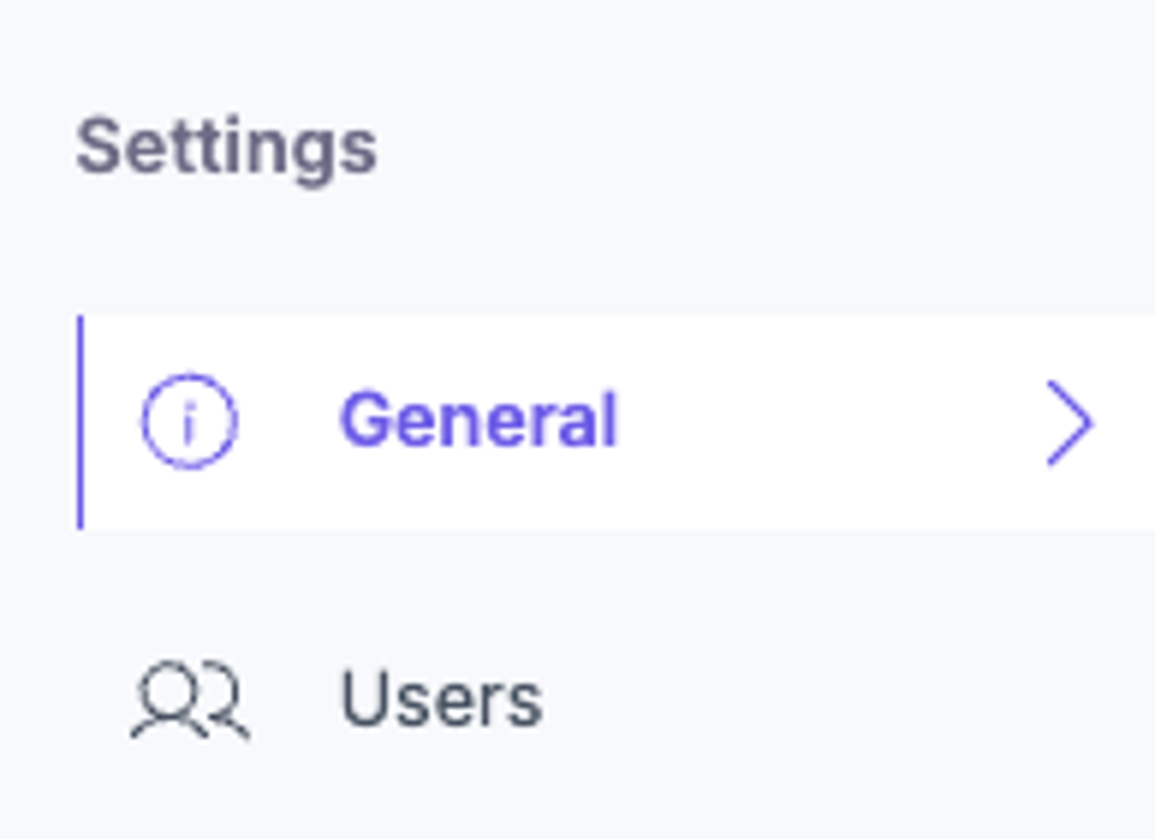 Settings page General section