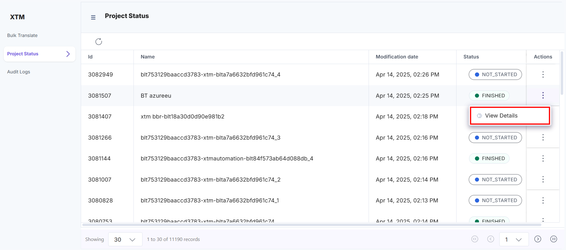 XTM-Full-Page-Project-Status-Action