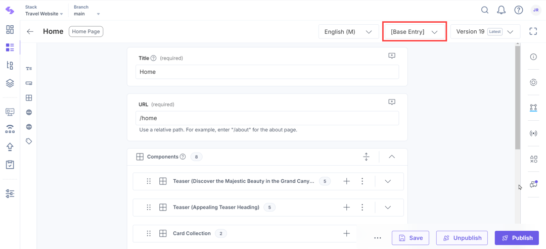 Create an Entry Variant | Contentstack