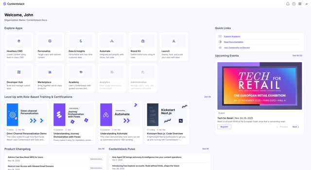 Contentstack Home and Top Navigation | Contentstack