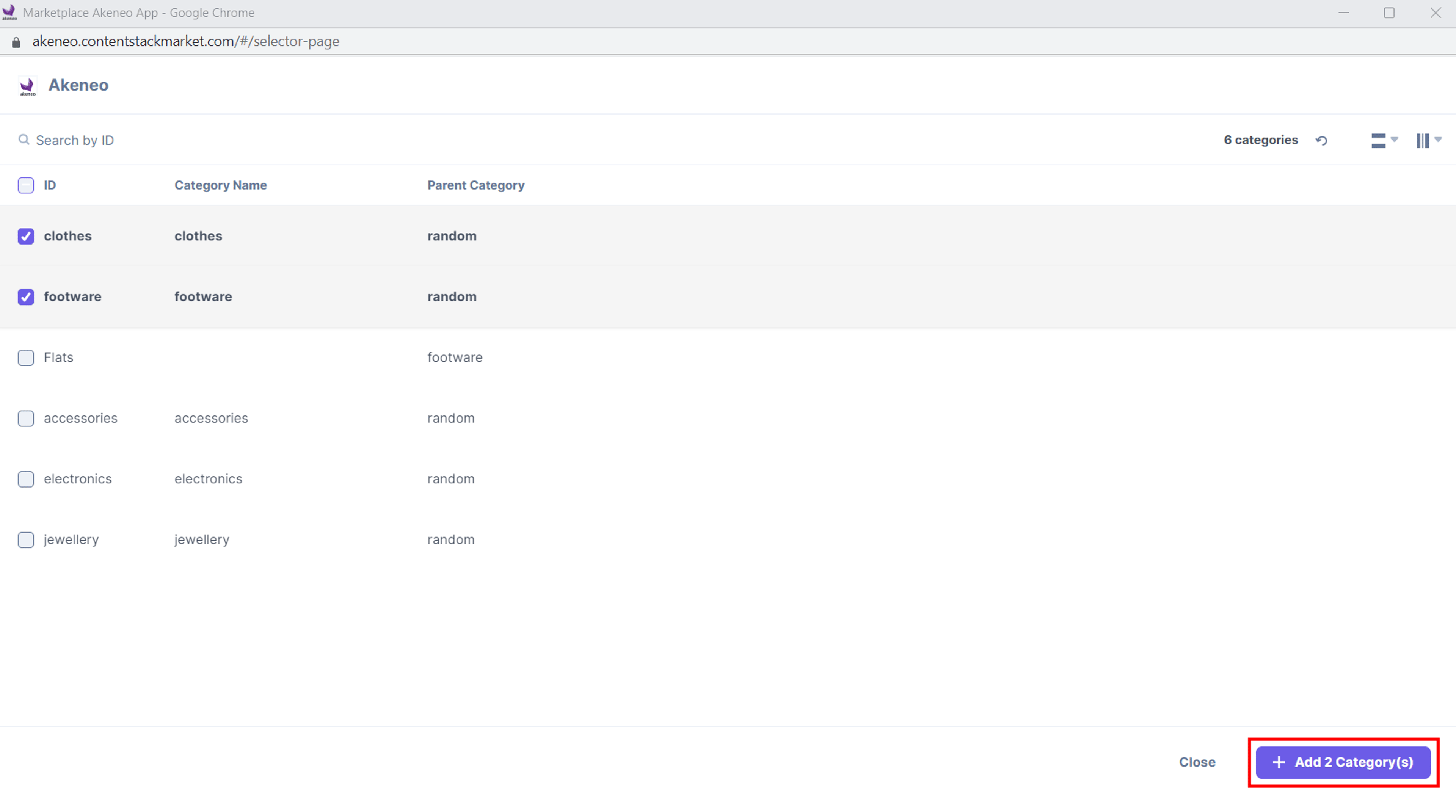 Akeneo-Category-Selector-Page