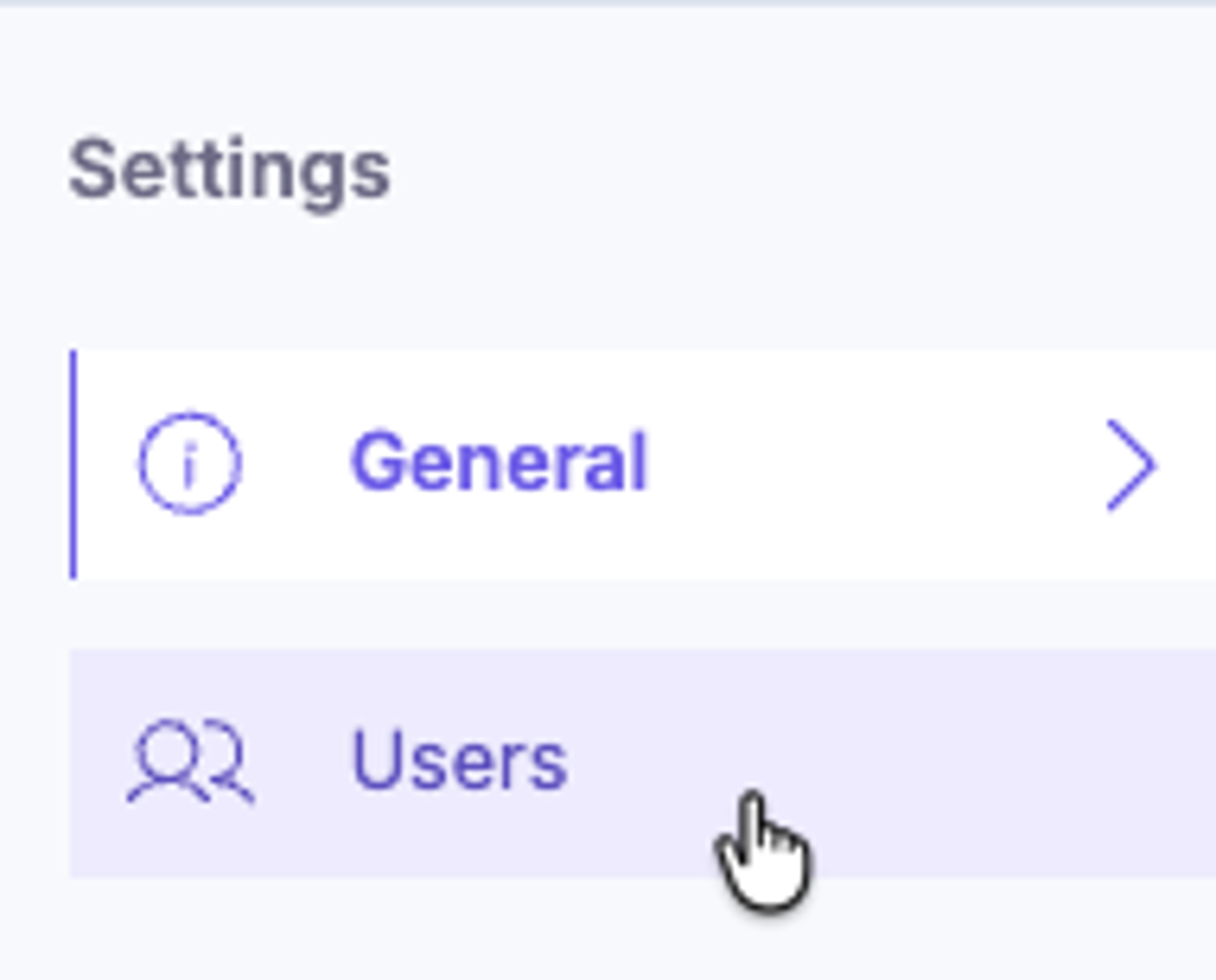 Users tab in Settings