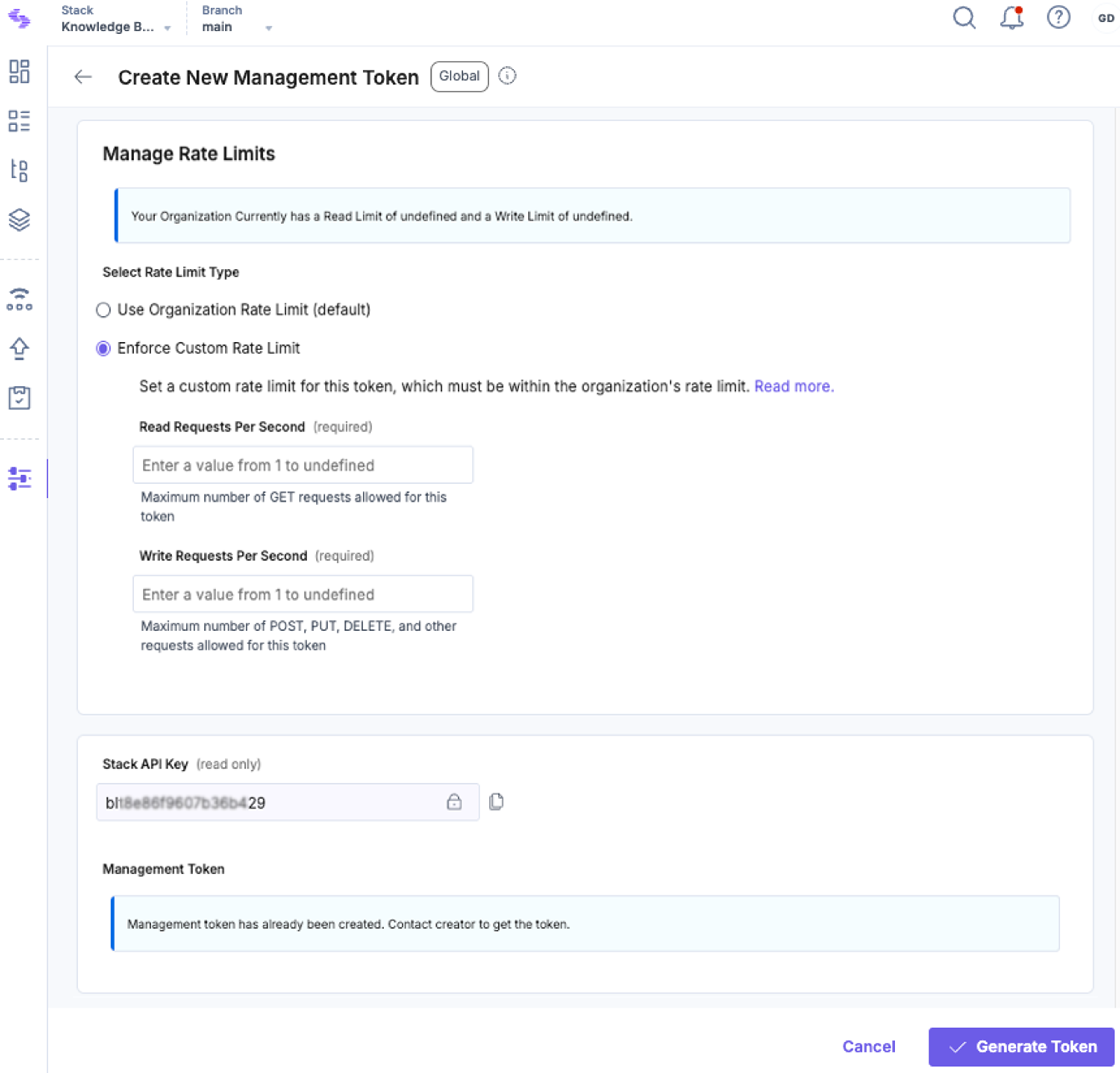 Custom Rate Limit Configuration
