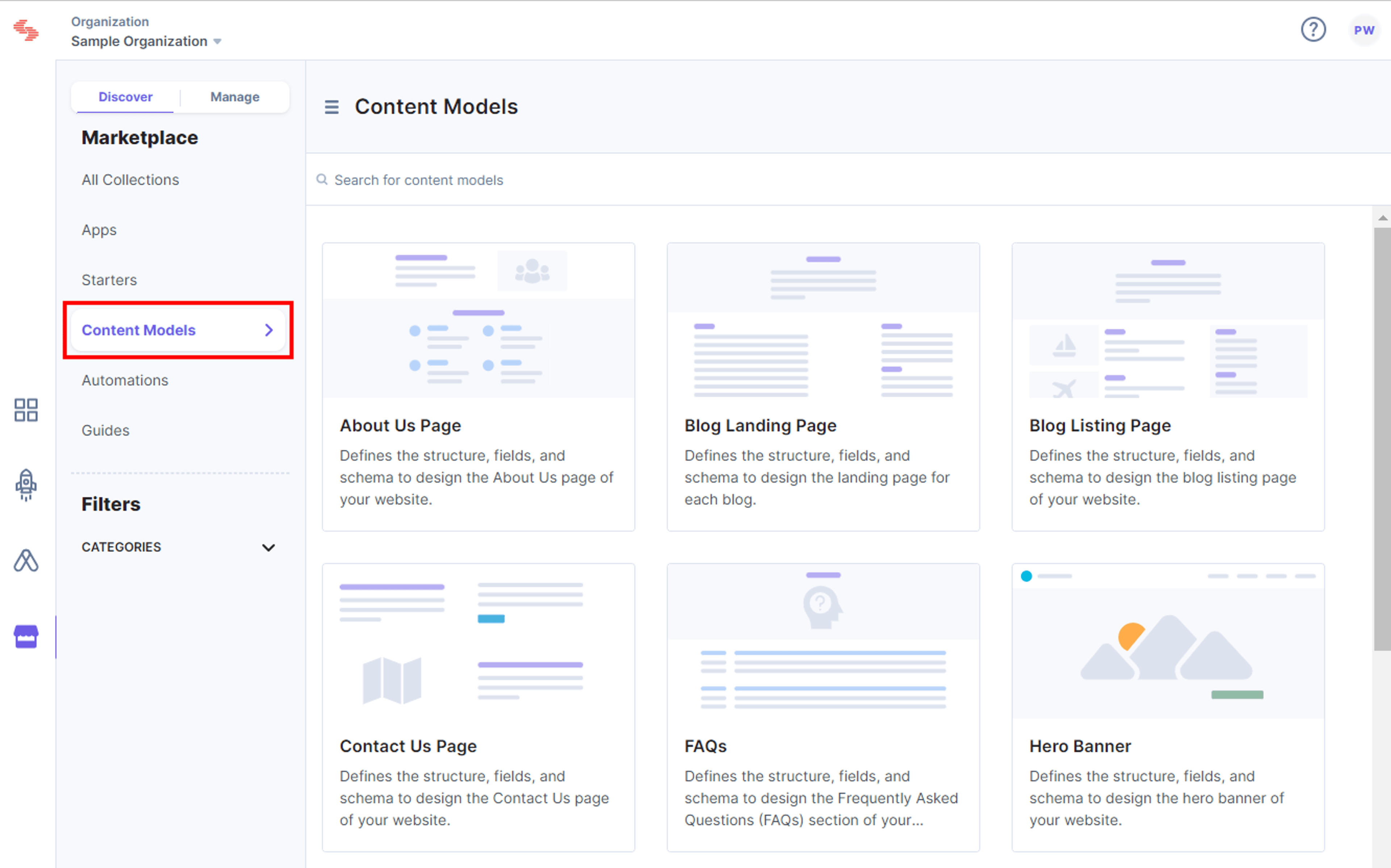 How to Import Content Models - Navigating to Content Models via Marketplace