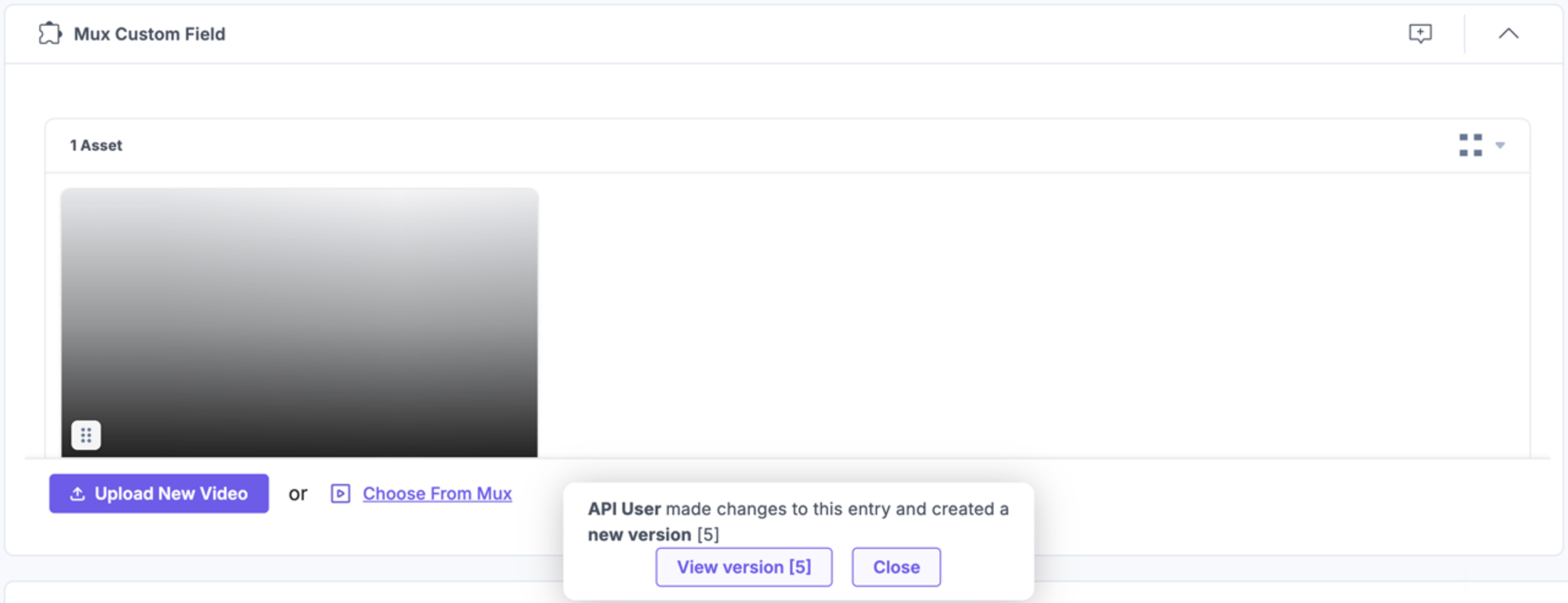 Mux-Custom-Field-Upload-Video-Assets-Creation-And-Entry-Versions