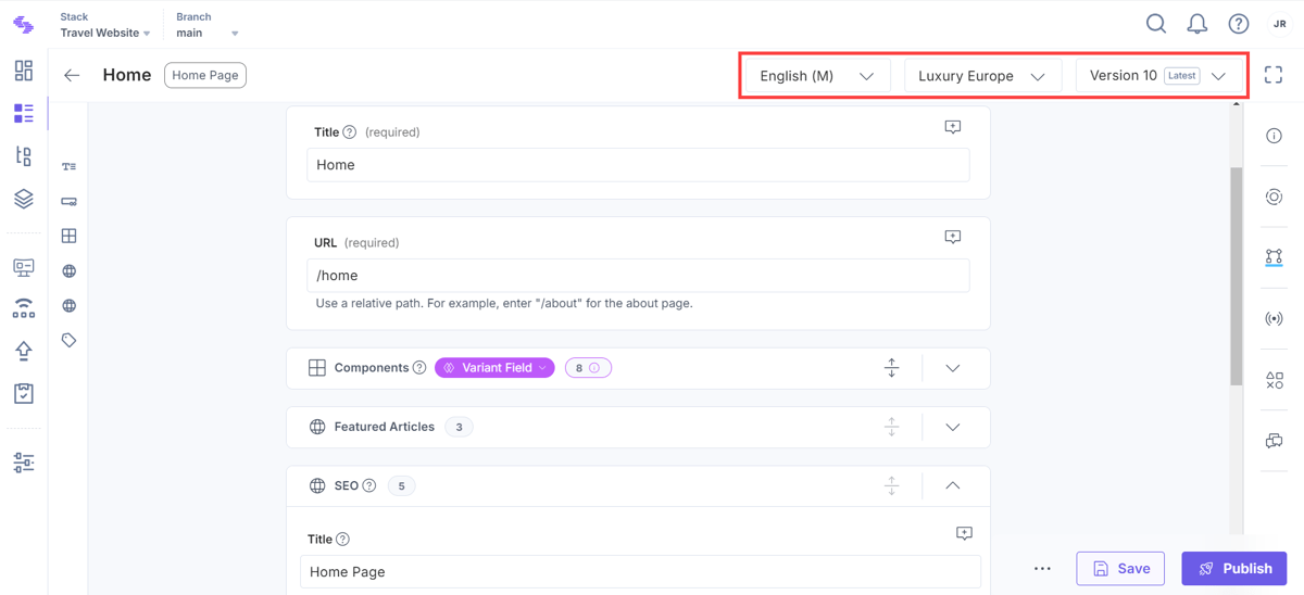 Create an Entry Variant | Contentstack