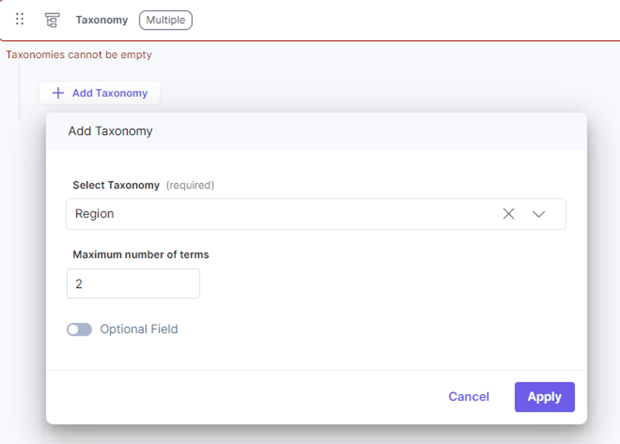 Add Taxonomy to Content Type | Contentstack