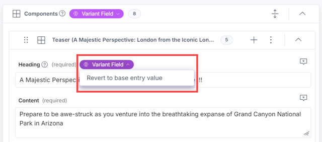Create an Entry Variant | Contentstack