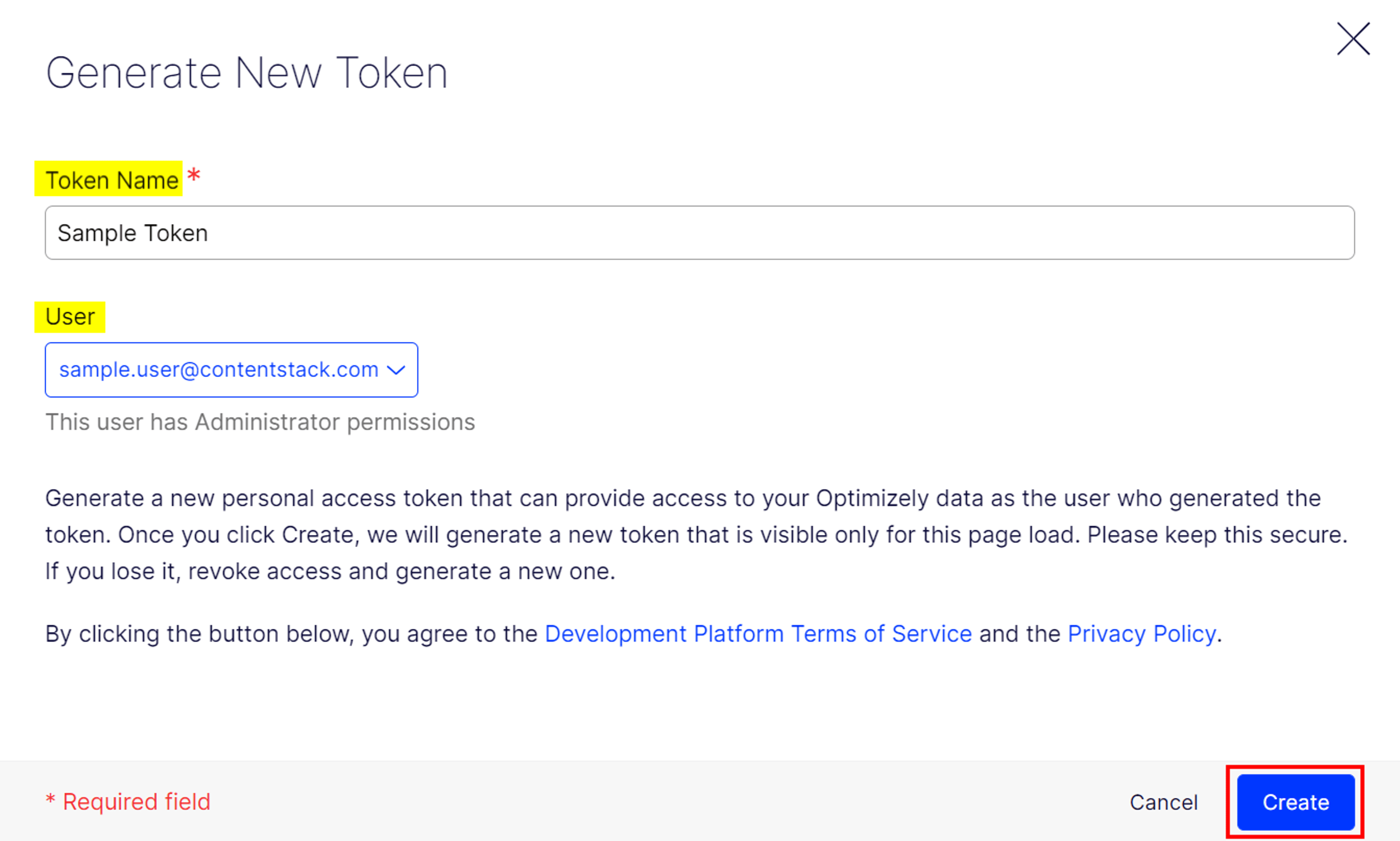 Optimizely-Generate-Access-Token-Modal