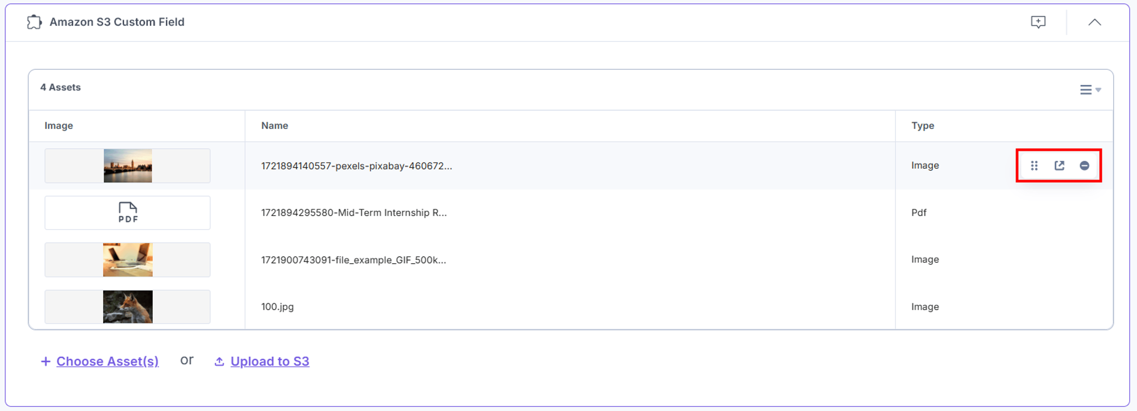 Amazon-S3-Custom-Field-Assests-In-List-View-Options