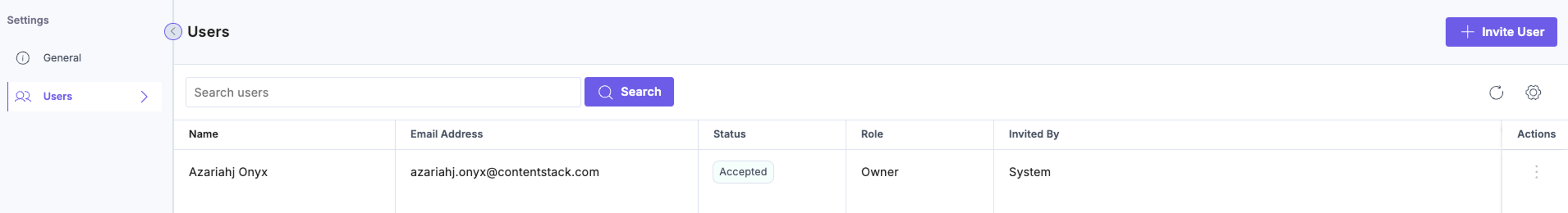 User list with status and role
