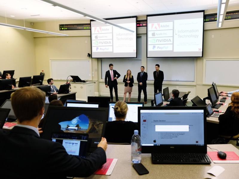 students presenting to classroom
