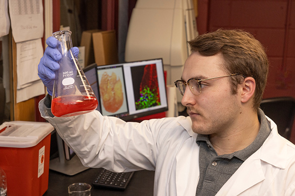 Graduate student working in a lab.