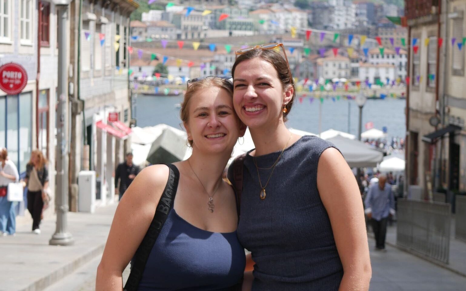 two of Miami’s future teachers, Kiera Dublin and Kathryn Fischer standing on a city street