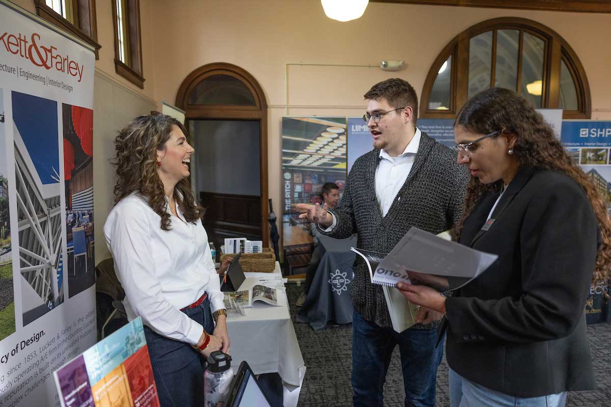 students attending a career fair