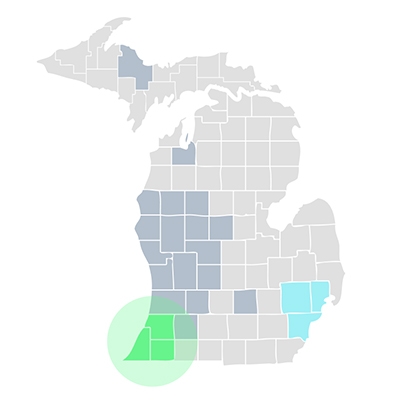 Southwest Michigan location map.