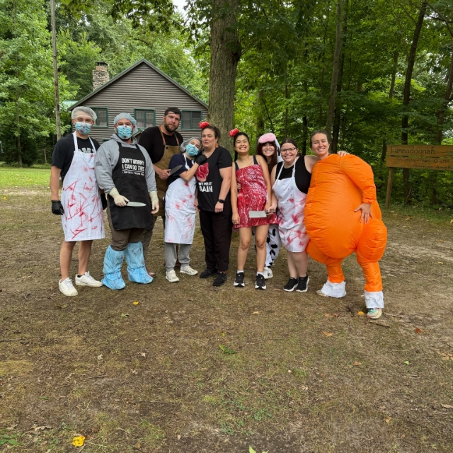 Residents dressed up in costumes during the wilderness retreat