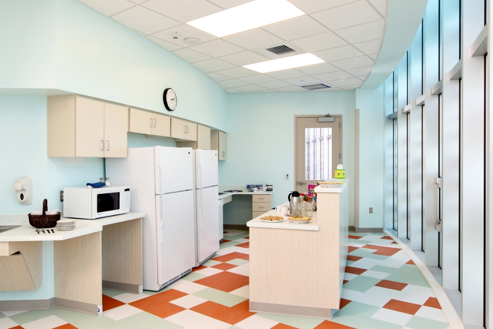 Kitchenette for patient families inside Helen DeVos Children's Hospital