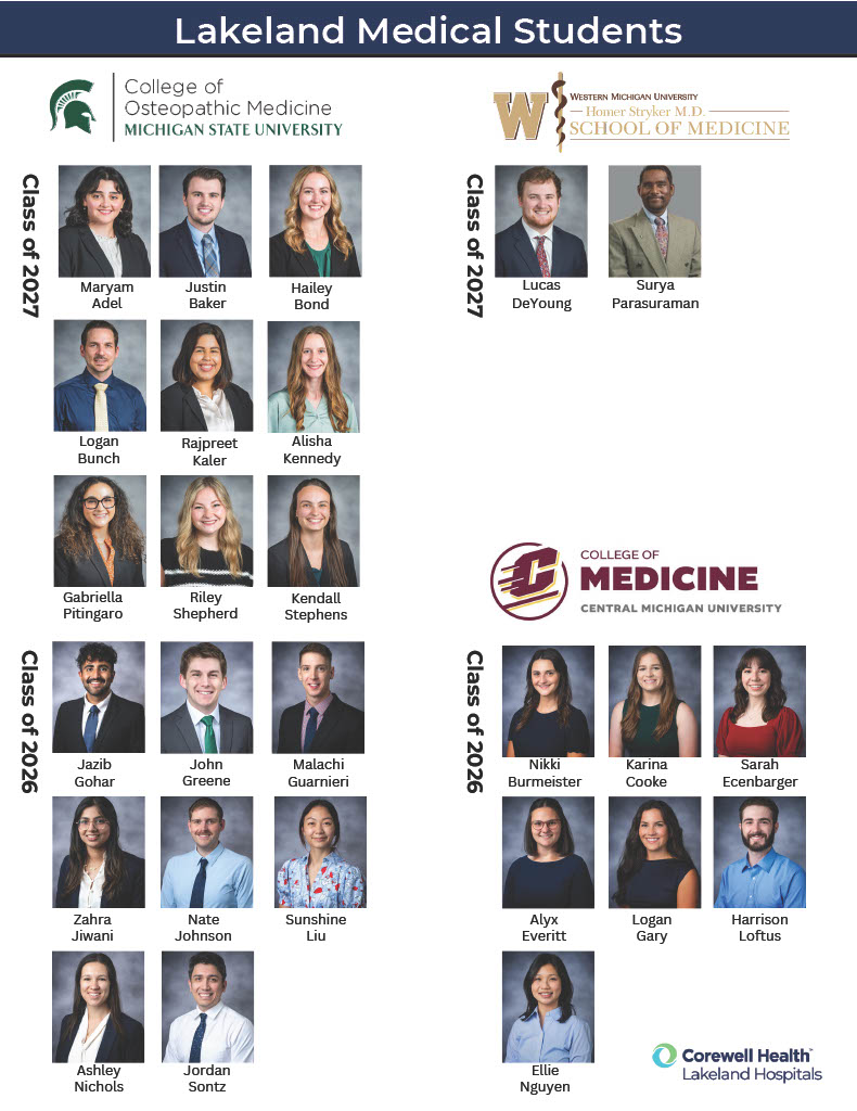 flyer with student names and photos for 2024 and 2025
