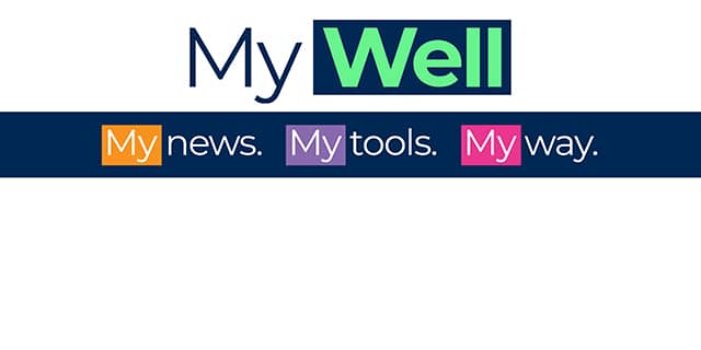 My Well by Corewell Health logo with tagline highlighting employee news, tools and personalized workplace resources.
