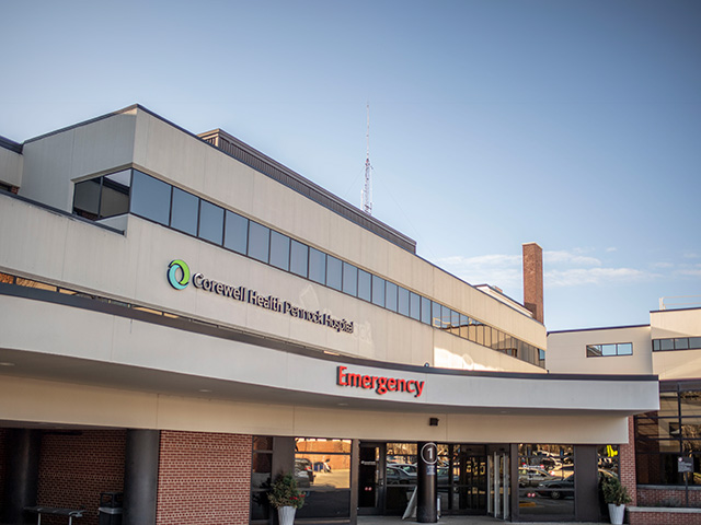 Exterior of Corewell Health Pennock Hospital