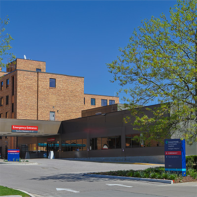 Exterior of Corewell Health Blodgett Hospital