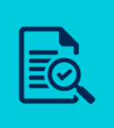 Document with a checkmark under a magnifying glass representing evidence-based education.