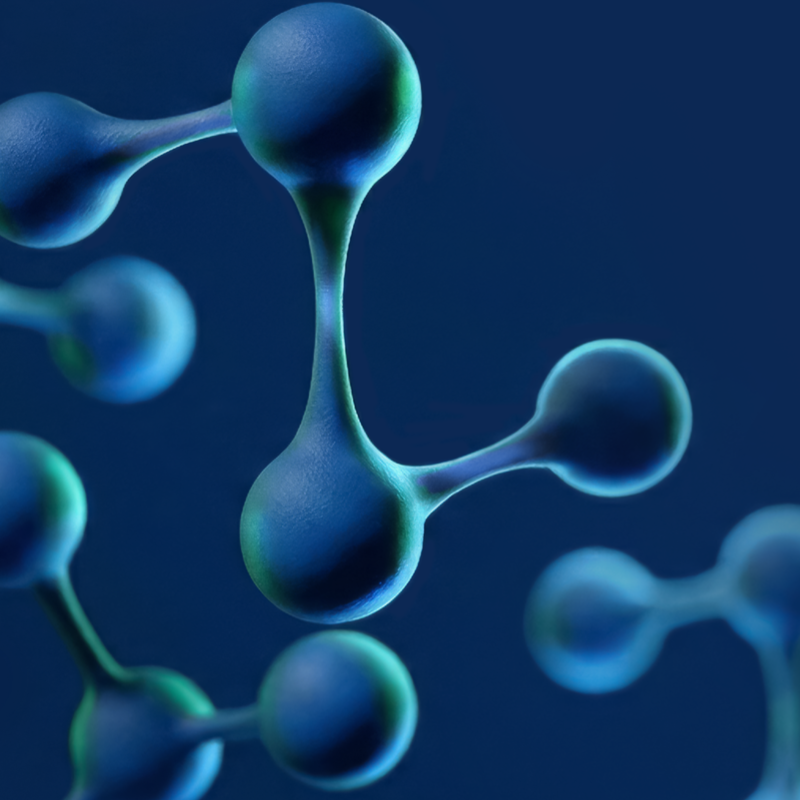 A cluster of molecules arranged closely together, illustrating molecular structure and interaction.