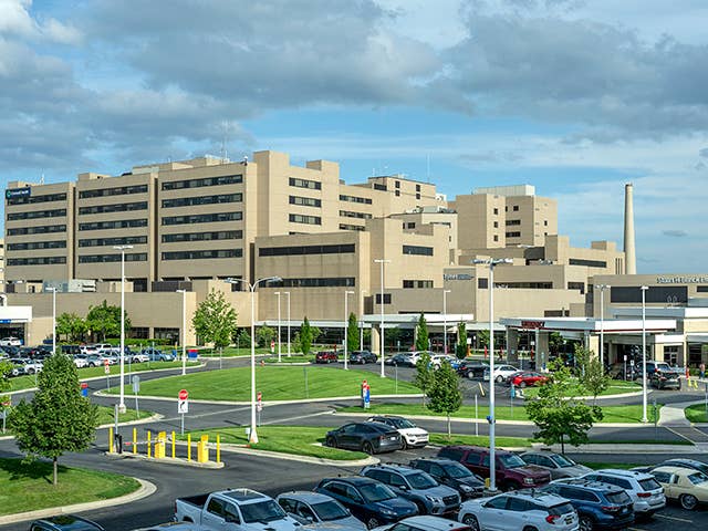 aerial shot of the William Beaumont University Hospital campus in Royal Oak
