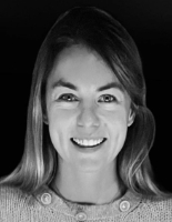 Black and white photo of Sarah van Veen, PhD, a CPD team member