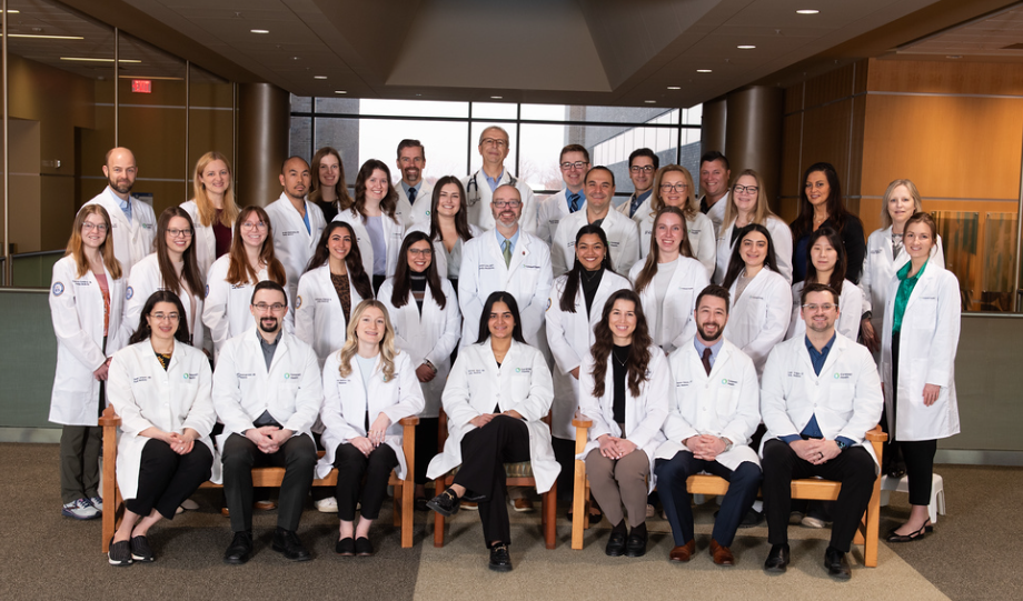 Group photo inside the Troy hospital of the family medicine team 