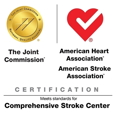 The Joint Commission and American Heart Association comprehensive stroke center certification badges