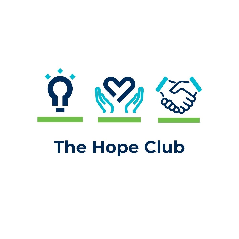 Idea icon, care icon, community icon, the hope club